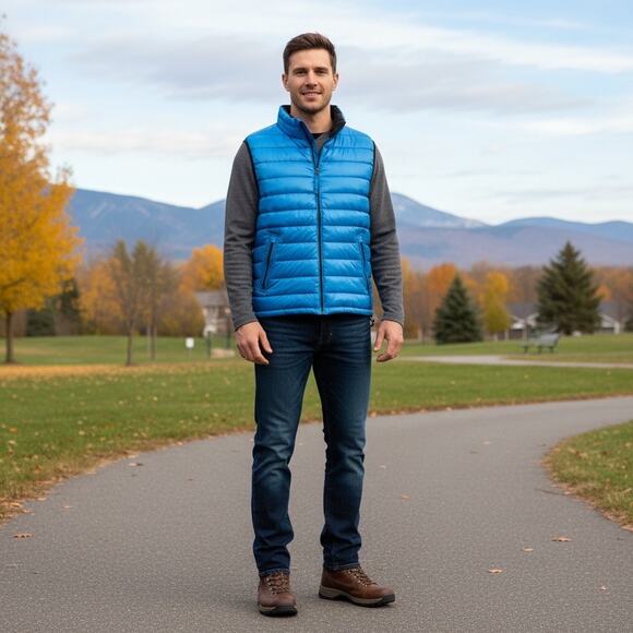 American Eagle Outfitters Men’s Orange Puffer Vest Size XL–Lightweight Outerwear - Picture 1 of 5